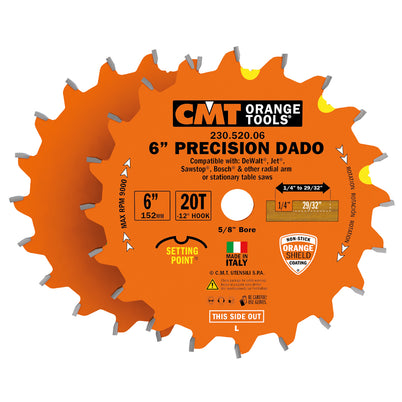 CMT Precision Dado Set - 150mm (6") - 5/8" bore
