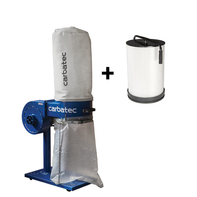 Carbatec Portable 1HP Dust Collector with Pleated Cartridge Filter