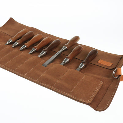 En Mina 12 Pocket Suede Chisel Roll
