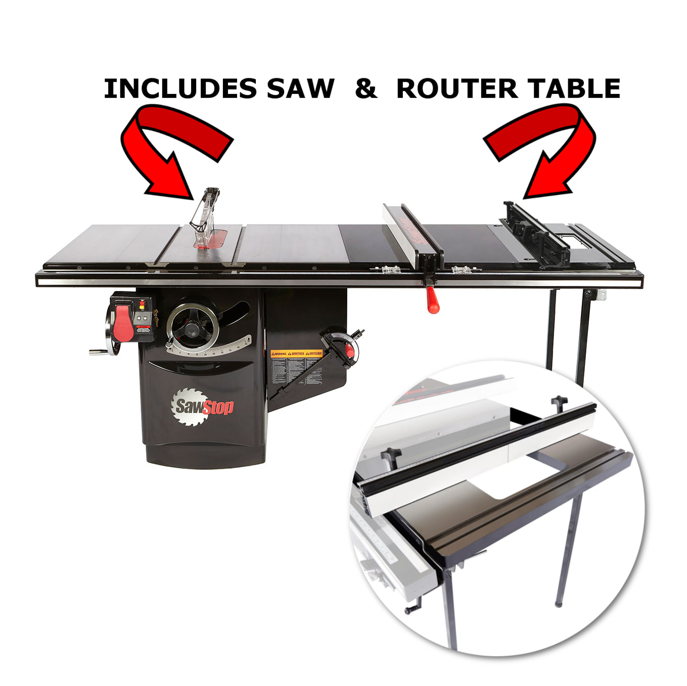 SawStop Industrial Cabinet Saw & Router Table with 52" T Glide Fence