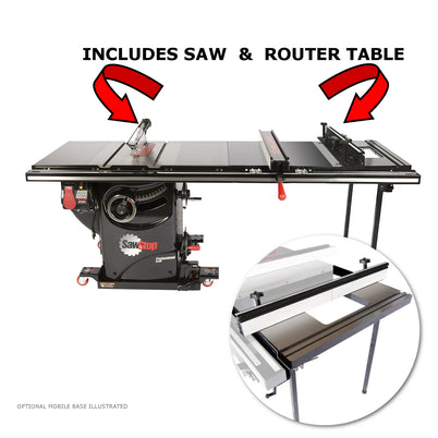 SawStop Professional Cabinet Saw & Router Table with 52” T Glide Fence